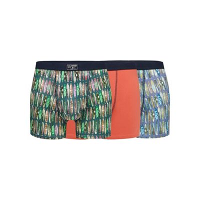 Mantaray Big and tall pack of three assorted surfboard print hipster trunks